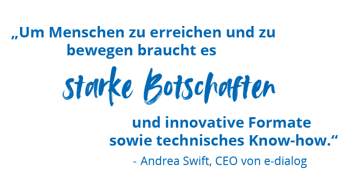 Zitat von Andrea Swift, CEO von e-dialog.